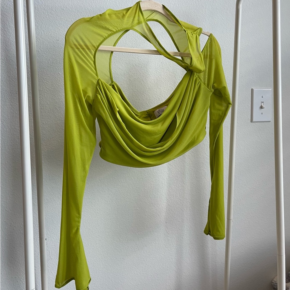 Asymmetric Cowl Neck Cut Out Crop Top
